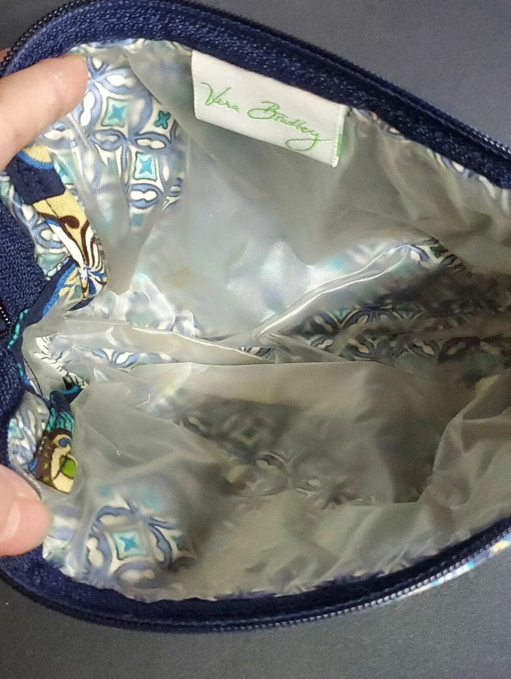 Retired 2007 Vera Bradley Mod Floral Blue Quilted Cosmetic Pouch
